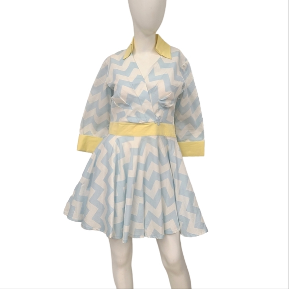 Vintage Handmade Chevron Dress Small - Picture 2 of 7